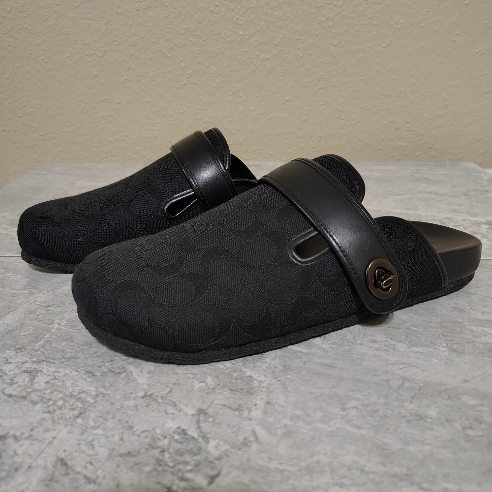 Coach Signature Canvas Mule Slides Black Slip On Slippers Women’s Size 10 - Picture 6 of 8